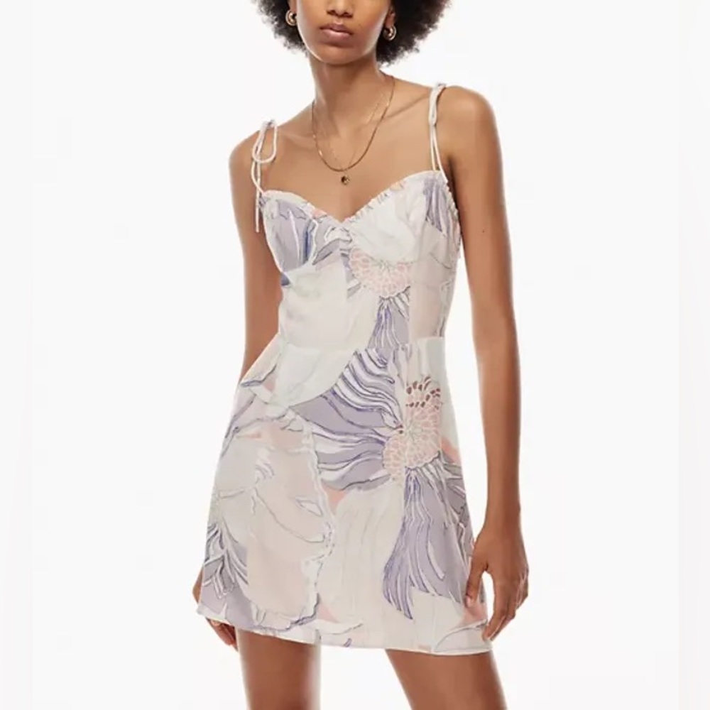 Wilfred Floral Mini Dress in Purple and Cream